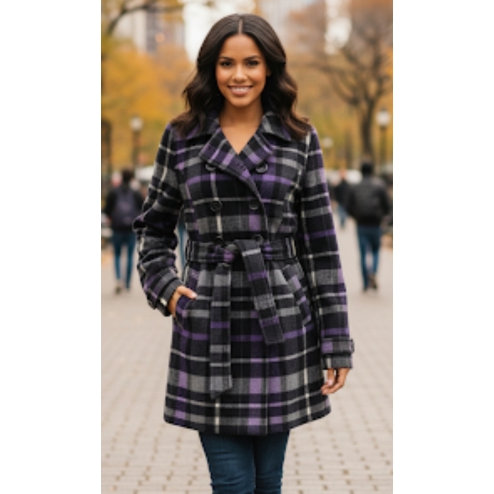 Arizona Jean Company Woman's Plaid Pea Coat